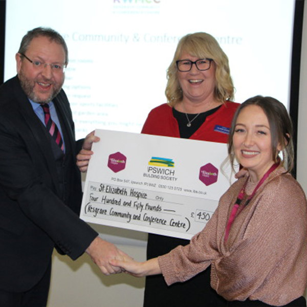 KWMCC handing over cheque raised for St Elizabeth Hospice